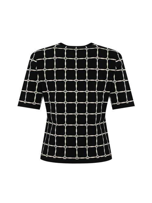 Maglia in viscosa jacquard nero/burro Elisabetta Franchi | MK61B51E2685